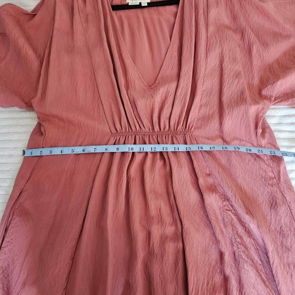 By Anthropologie V-Neck Waistless Maxi Somerset‎ XL Terracotta Rose Crinkle Boho - Picture 12 of 14
